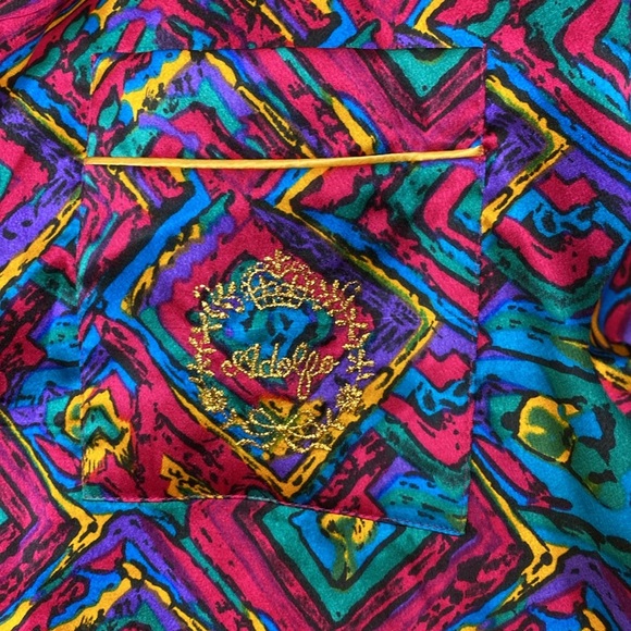 Vintage 80's Adolfo Classics Silky Floral Polyester Night Shirt - Size Large - Picture 3 of 8